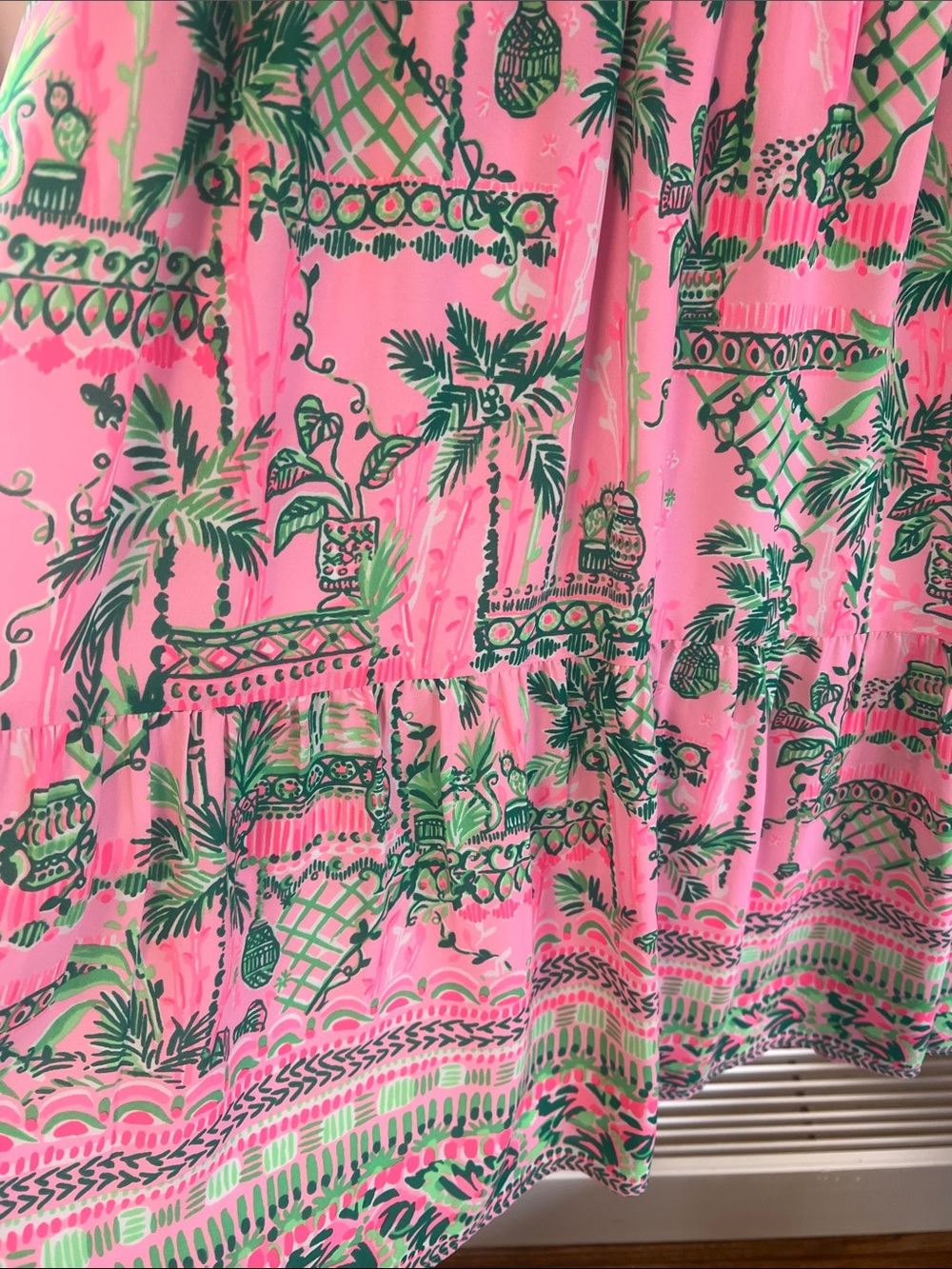 Lilly Pulitzer Pink Dress with Green Tropical Print - Picture 4 of 4